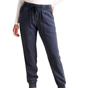 Mariella Linen-Blend Jogger Pants Navy XL Smock Waist 4-Pocket Styling Splendid